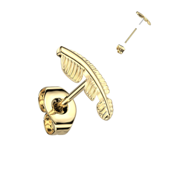 Titanové náušnice ve tvaru pírka - Single 