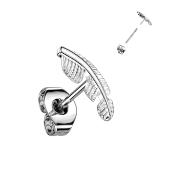 Titanové náušnice ve tvaru pírka - Single