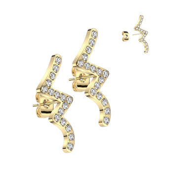 Uhani iz kirurškega jekla s cik-cak dizajnom in cirkoni