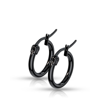 Cercei rotunzi din oțel chirurgical în variantă neagră