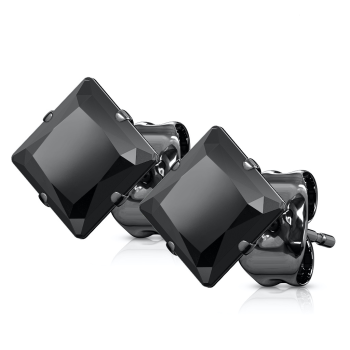 Cerne cercei cu șurub din oțel cu zirconiu pătrat negru