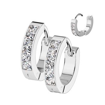 Cercei cu zirconii din oțel chirurgical cu închidere pe balama