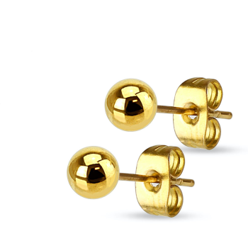 Cercei cu bile aurii din oțel chirurgical cu închidere prin pandantiv