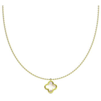 Colier din oțel chirurgical cu pandantiv dublu în formă de trifoi cu patru foi