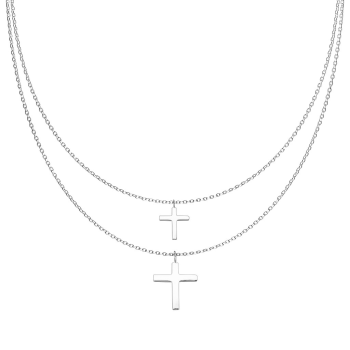 Dvojitý náhrdelník z chirurgické oceli s přívěsky křížků