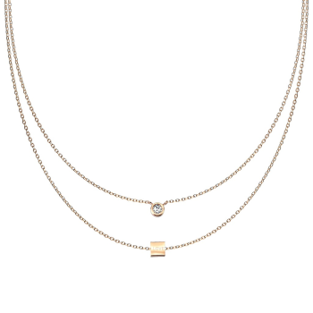 Dvojna verižica iz kirurškega jekla s krožnim in pravokotnim obeskom