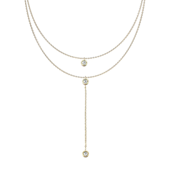 Náhrdelník z chirurgické oceli s kubickými zirkony a prodlouženým přívěskem