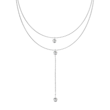 Colier din oțel chirurgical cu zirconii și pandantiv alungit