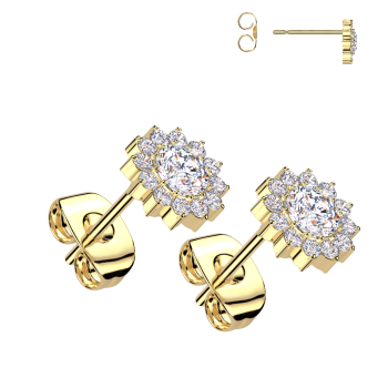 Cercei din titan cu zirconiu cubic în formă de floare