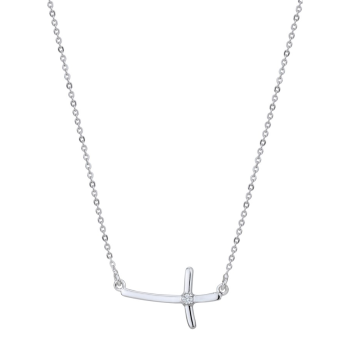 Colier din argint cu diamant, cruce