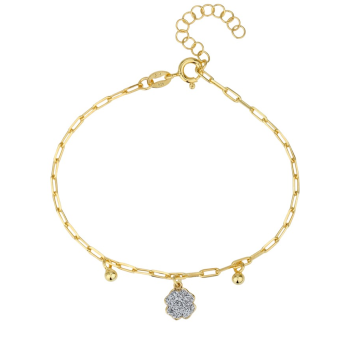 Srebrna narukvica zlatne boje s privjescima