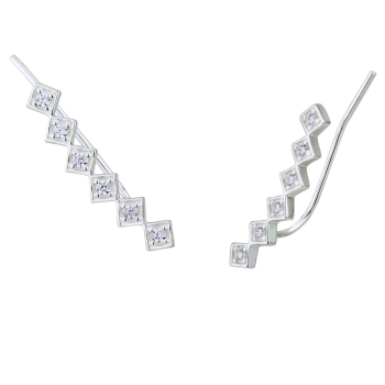 Srebrni uhani, okrašeni s kubičnimi cirkoni