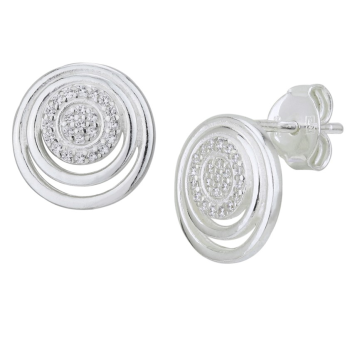 Srebrni uhani, okrašeni s kubičnimi cirkoni