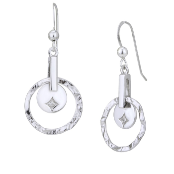 Srebrni uhani z diamantom, okrogla oblika