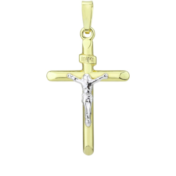 Stříbrný přívěsek zlaté barvy ve tvaru kříže