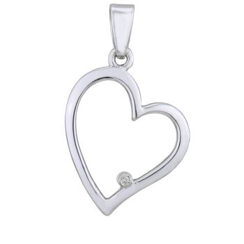Srebrni privjesak s dijamantom, srce