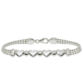 Srebrna narukvica sa srdašcima