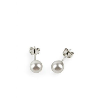 Srebrne naušnice na čepić s biserom