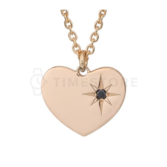 Colier din argint aur roz cu diamant negru