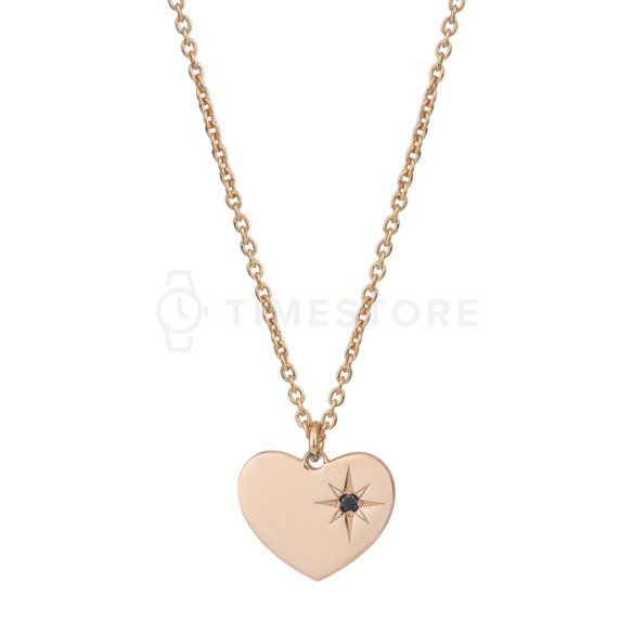 Colier din argint aur roz cu diamant negru
