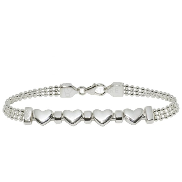 Pulsera de plata con corazones