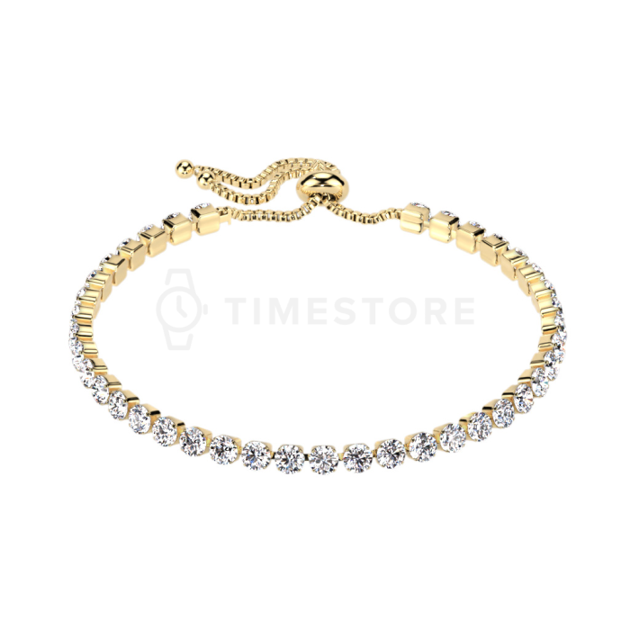 Nježna narukvica od kirurškog čelika u zlatnoj boji s prozirnim cirkonima