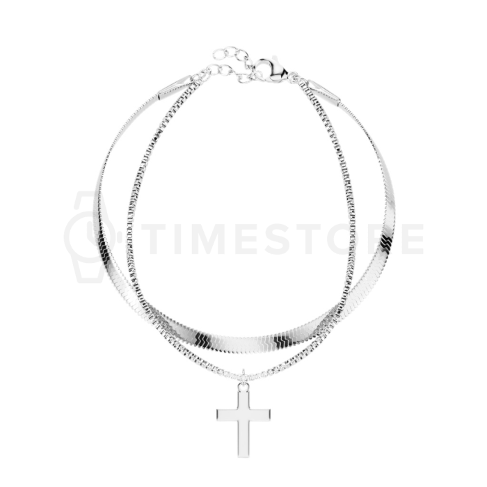 Dvostruka narukvica od kirurškog čelika s križićem