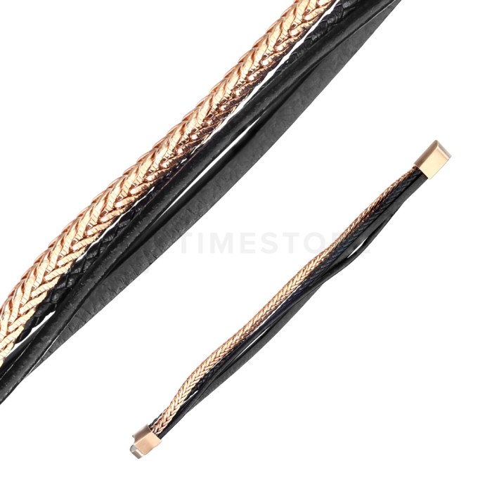 Vícevrstvý kožený náramek s magnetickým zapínáním z chirurgické oceli