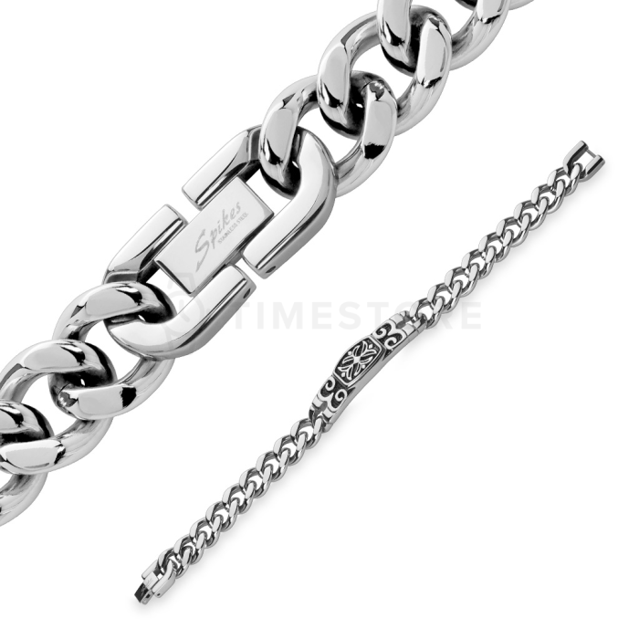 Pánsky náramok z chirurgickej ocele s gravírovaným vzorom