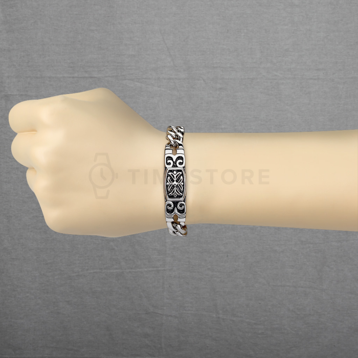 Pánsky náramok z chirurgickej ocele s gravírovaným vzorom