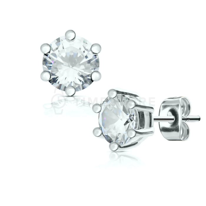 Puzetové náušnice z chirurgickej ocele so zirkónom