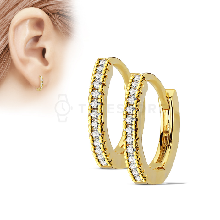 Karike naušnice s prozirnim cirkonima sa zglobnim zatvaranjem