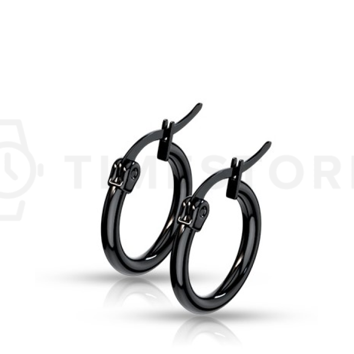 Obročasti uhani iz kirurškega jekla v črnem dizajnu