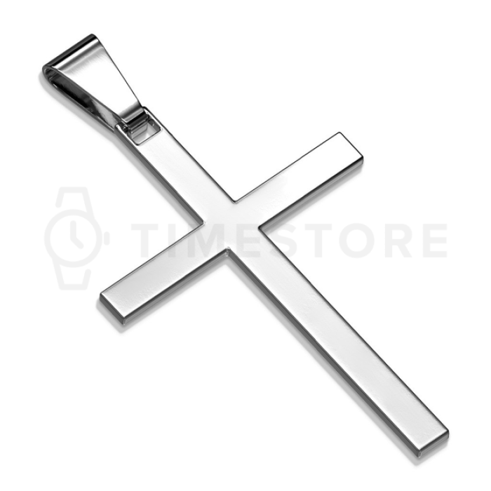 Prívesok krížik v striebornej farbe z nehrdzavejúcej ocele