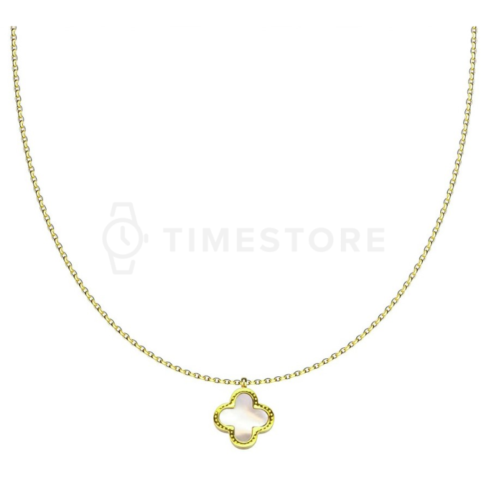 Nyaklánc sebészeti acélból négylevelű lóhere alakú kétoldalas medállal