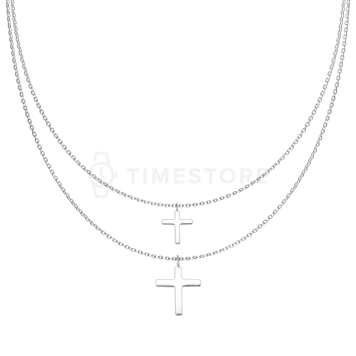 Kétsoros sebészeti acél nyaklánc kereszt medálokkal