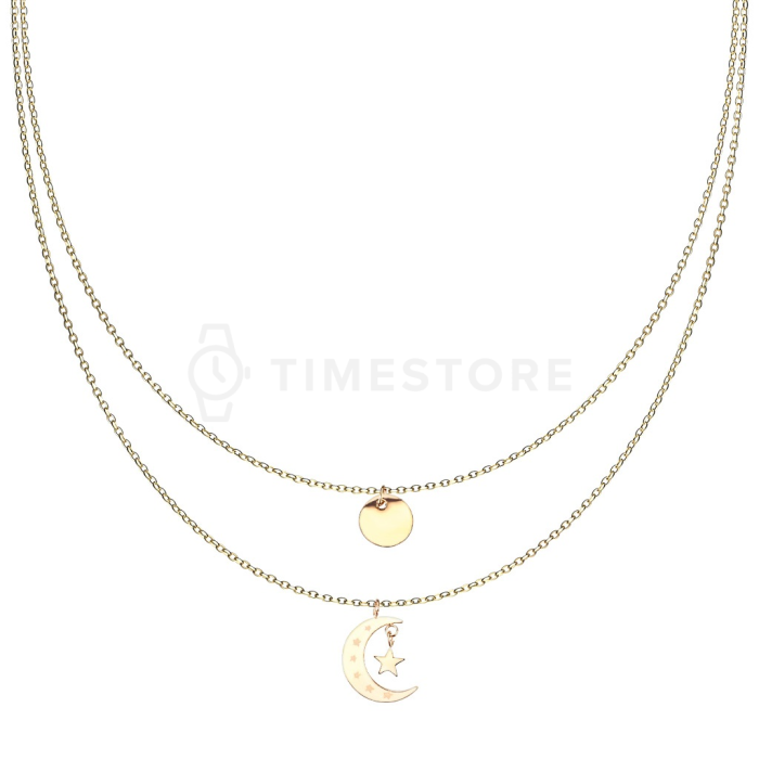 Dvojitý náhrdelník z chirurgické oceli s přívěskem měsíce a kruhu