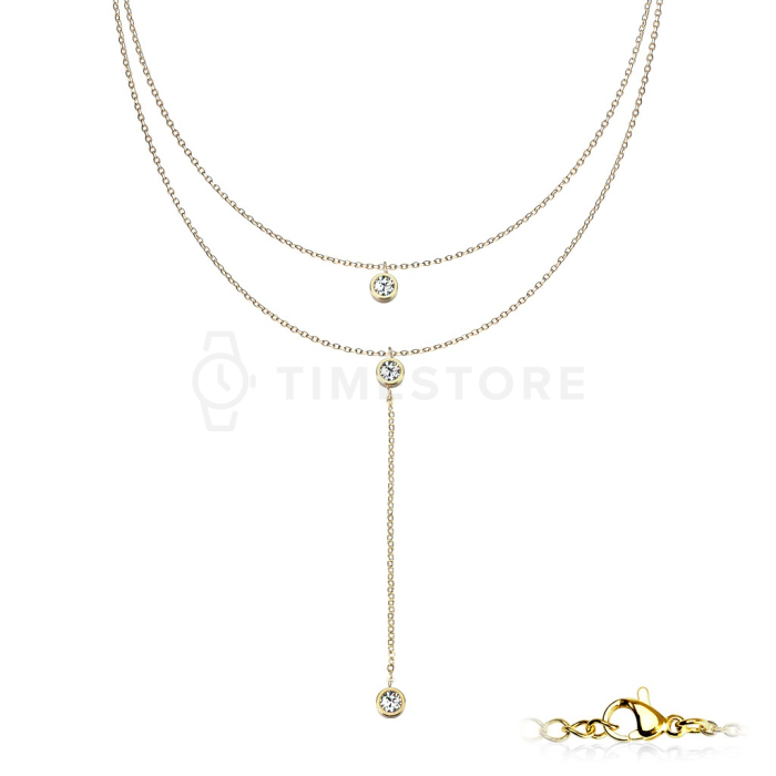 Náhrdelník z chirurgickej ocele so zirkónmi a predĺženým príveskom