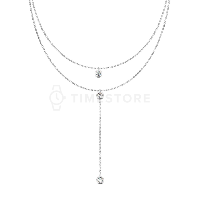 Náhrdelník z chirurgickej ocele so zirkónmi a predĺženým príveskom