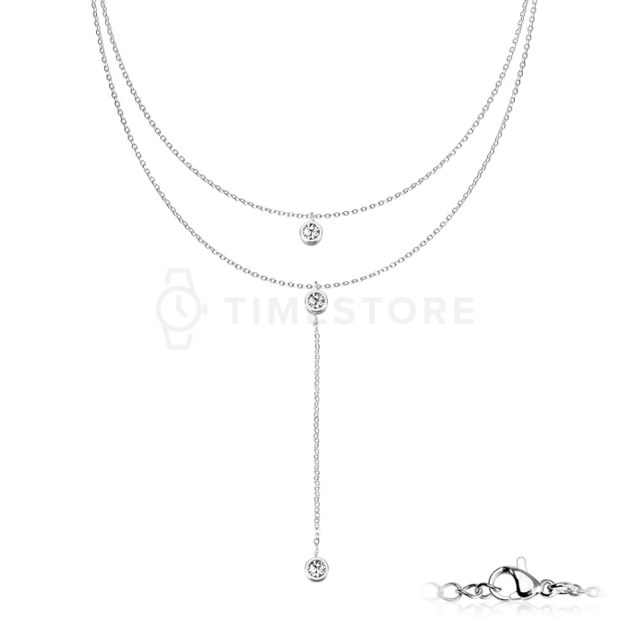 Náhrdelník z chirurgickej ocele so zirkónmi a predĺženým príveskom