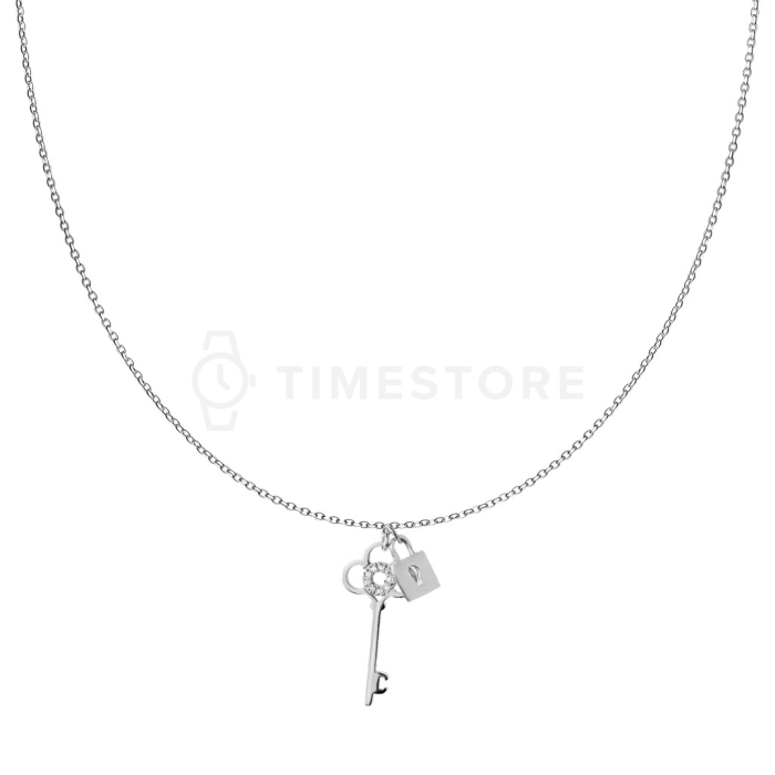 Arany színű nyaklánc sebészeti acélból, kulcs és zár medállal