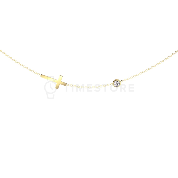 Oceľový náhrdelínik s príveskom krížika a zirkónu