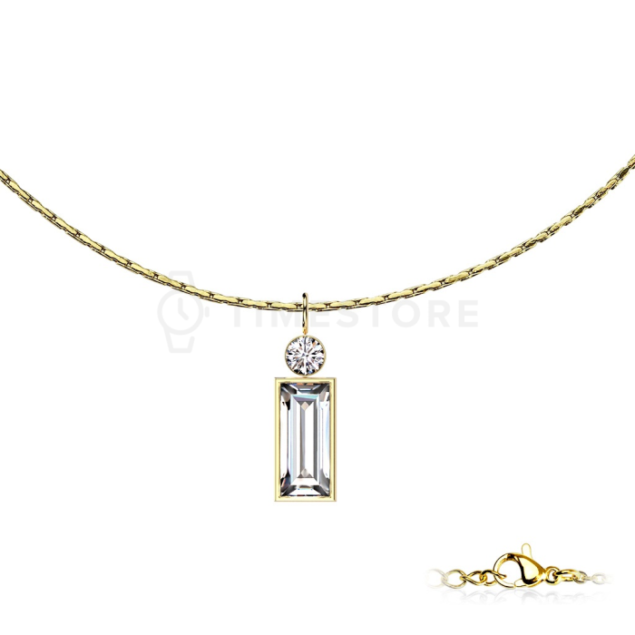 Acél nyaklánc sebészeti acélból téglalap alakú cirkóniával