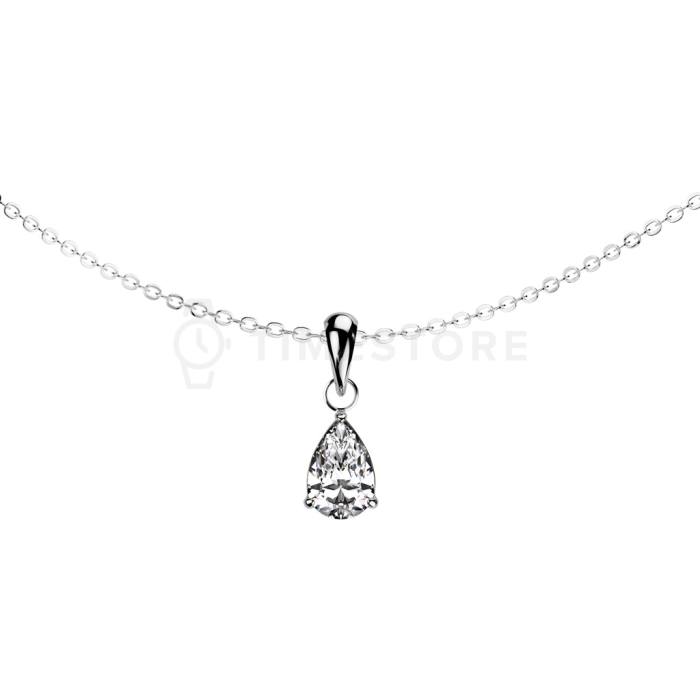 Oceľový náhrdelník z chirurgickej ocele so zirkónom v tvare obdlžníka