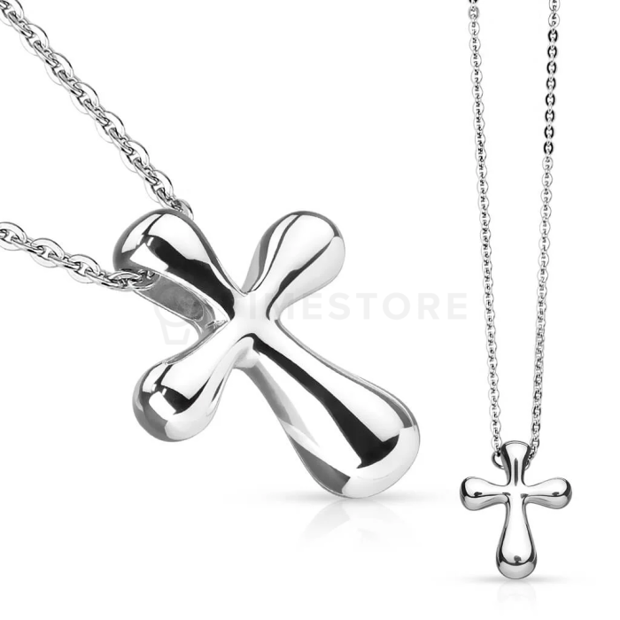 Dvoubarevný přívěsek z nerezové oceli, lesklý křížek