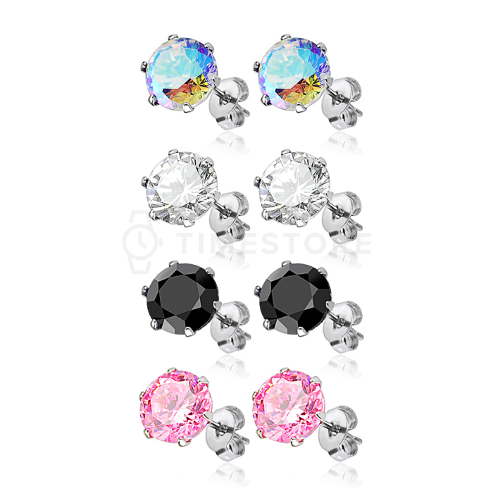 Naušnice sa cirkonima od kirurškog čelika, SET od 20 pari