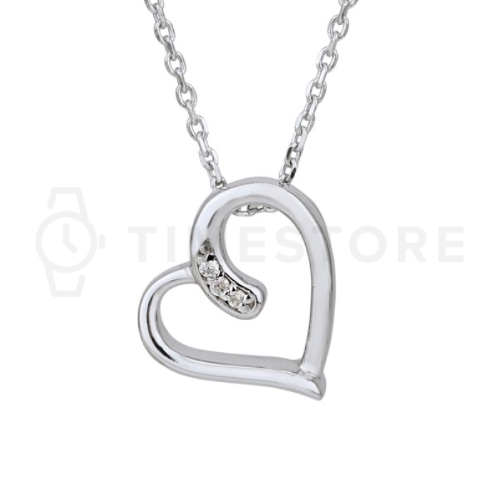 Strieborný náhrdelník s diamantom, srdce