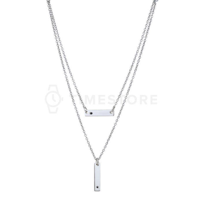 Dvojitý stříbrný náhrdelník s diamantem