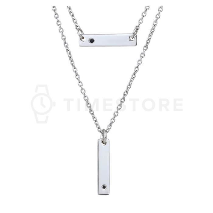 Dvojitý stříbrný náhrdelník s diamantem