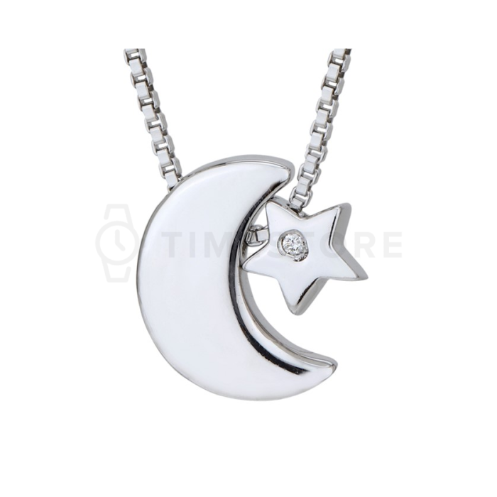 Strieborný náhrdelník "mesiac a hviezda" s diamantom
